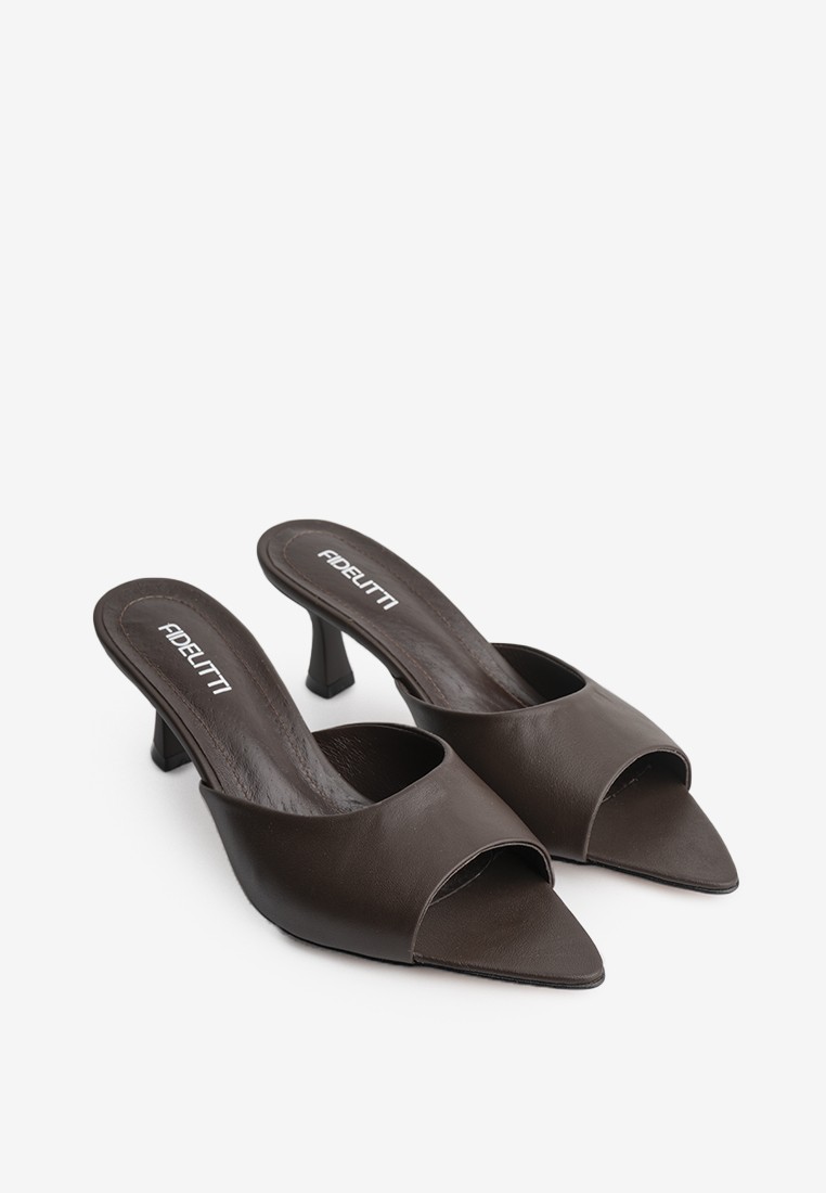 Мюлі шкіряні на підборах