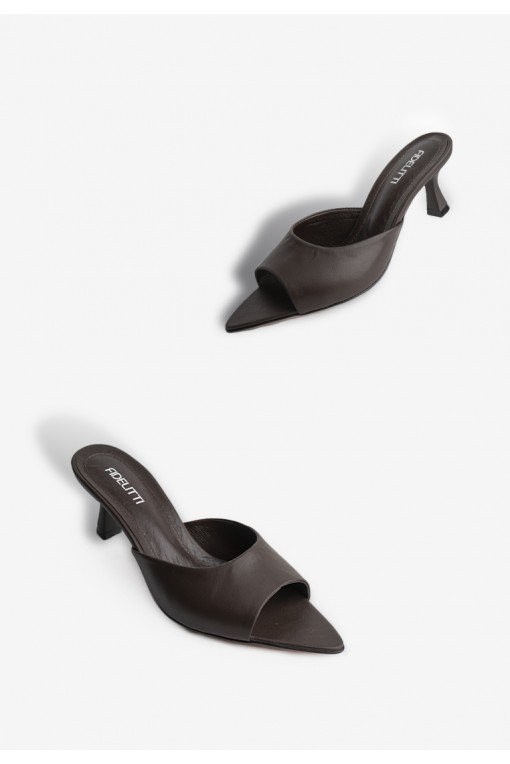 Мюлі шкіряні на підборах Fidelitti