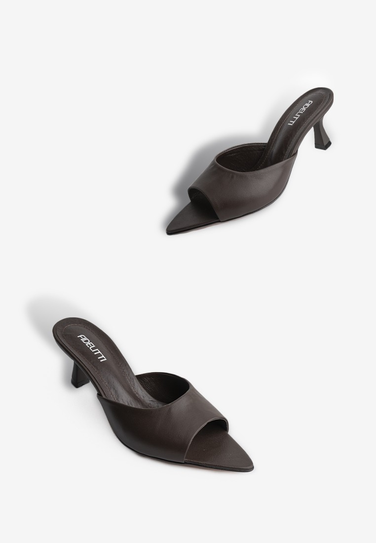 Мюлі шкіряні на підборах